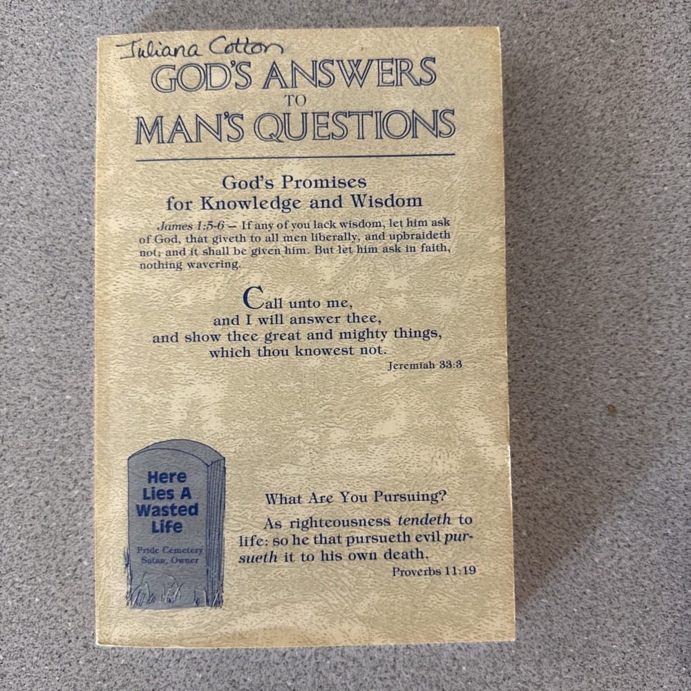 1989 God's Answers To Man's Questions by Alban Douglas Paperback